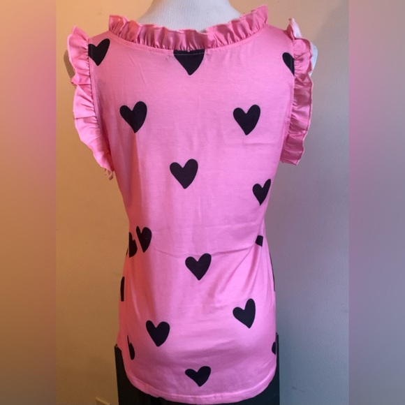 Pink Ruffle Heart Print Top s - Picture 3 of 4